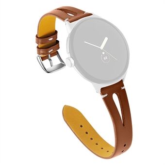 Voor Google Pixel Watch Holle horlogeband Vervangende polsband van echt leer met zwarte connector