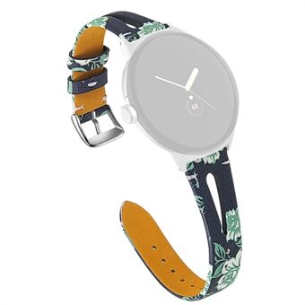 Echt lederen band voor Google Pixel Watch, uitgehold vervangende Smart Watch-band met roségouden connector