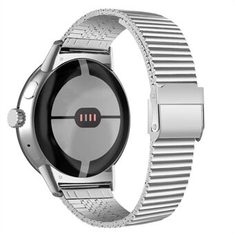 Voor Google Pixel Watch Steel horlogebandje Stijlvolle polsbandvervanging met dubbele gespen - Zilver