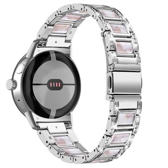 Voor Google Pixel Horloge Roestvrij Steel Hars Band Armband Strass Decor Vervangende Polsband