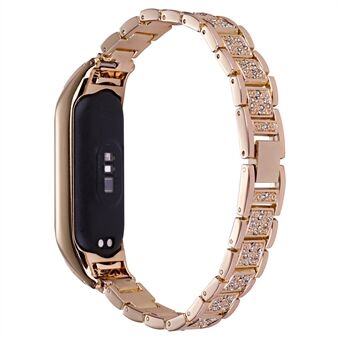 Voor Xiaomi Mi Band 3/4 horlogeband met drie kralen Metalen strass decor polsband