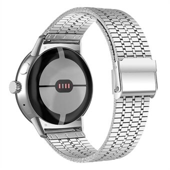 Voor Google Pixel Watch Luster Steel Smartwatch Band vervangende horlogeband met gesp -Zilver