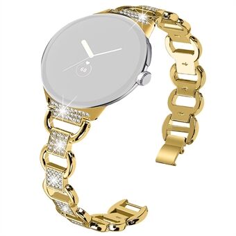 Voor Google Pixel Horloge Metalen Armband Riem Strass Decor Smartwatch Polsband Vervanging