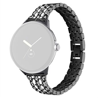 Voor Google Pixel Horloge Metalen Strass Decor Vervangende Horlogeband Polsband