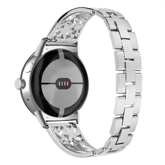 Horlogeband voor Google Pixel Watch, vervangende armband van roestvrij Steel met strass decor - zilver