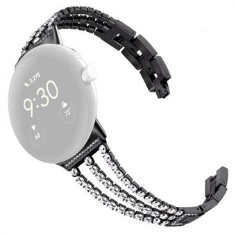 Voor Google Pixel Watch anti-slijtage metalen glittery strass horlogebandje