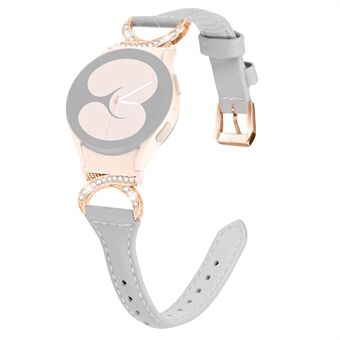 Voor Samsung Galaxy Watch 4 / 5 40 mm 44 mm / Watch4 Classic 42 mm lederen horlogeband Strass polsband met roségouden gesp