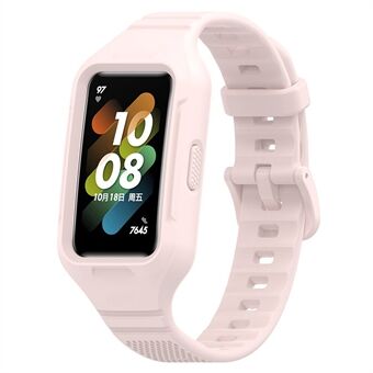 Voor Huawei Band 8 / Band 7 / Honor Band 6 siliconen horlogeband integrale textuur horlogeband met hoesje