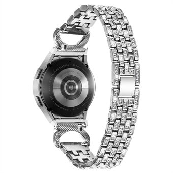 Steel horlogeband voor Samsung Galaxy Watch4 40 mm 44 mm / horloge 5 40 mm 44 mm, 5-kraal strass decor vervangende armband met connector