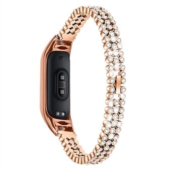 Voor Xiaomi Smart Band 8 Strass Decor Roestvrij Steel Band Vervangende Smartwatch Polsband