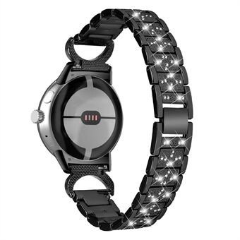 Voor Google Pixel Watch 3-kraal strass decor roestvrij Steel band horlogeband vervanging
