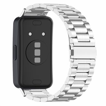 Horlogebandje voor Huawei Band 8, 3-kraal Steel vervangende smartwatch-band - zilver