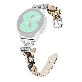 Horlogeband voor Samsung Galaxy Watch Active 1 / 2 / 3 40 mm 44 mm, 20 mm echt rundleer Strass decorband met zilveren gesp