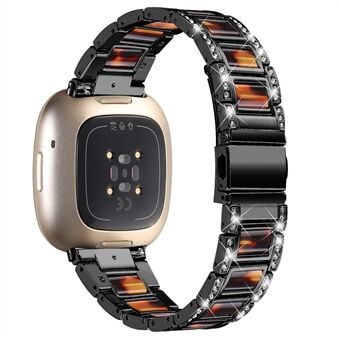 Voor Fitbit Versa 4 / Sense 2 hars horlogeband roestvrij Steel strass decor horlogeband