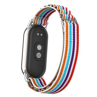 Vervangende horlogeband voor Xiaomi Smart Band 8 nylon polsband met zilveren connector