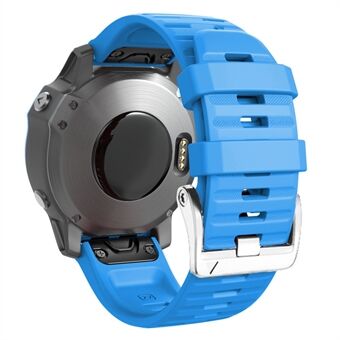 Voor Garmin Tactix 7 Pro / Fenix ​​​​7X / Fenix ​​​​6X Pro 26 mm horlogeband siliconen polsband met Steel zilveren gesp