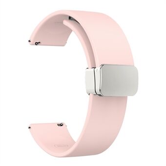 Voor Garmin Venu / Venu Sq / Venu Sq 2 / Venu 2 Plus siliconen horlogeband 20 mm polsband met magnetische vouwbare zilveren gesp