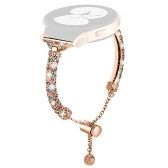 Voor Samsung Galaxy Watch Active / Watch Active2 44 mm / Active2 40 mm Strass sieraden horlogebandje 20 mm glijdende metalen polsband