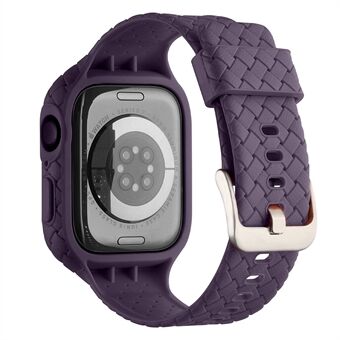 Voor Apple Watch Series 8 / 7 41 mm geweven textuur TPU-polsband Geïntegreerde horlogeband met kast