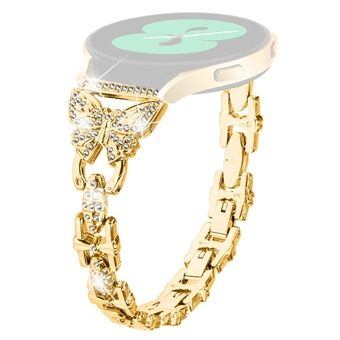 Voor Samsung Galaxy Watch6 40 mm 44 mm Steel horlogeband Vlinder Strass Decor 20 mm metalen band