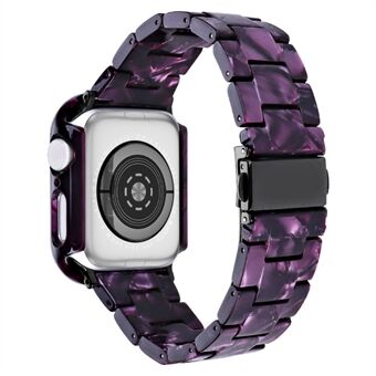 Voor Apple Watch Series 4 / 5 / 6 / SE / SE (2022) 44 mm vervangende horlogebandset van hars met horlogekastdeksel