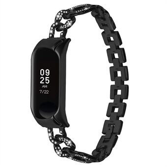 Horlogeband voor Xiaomi Mi Band 5/6, armband van gelegeerd metaal met strassdecor en horlogekast