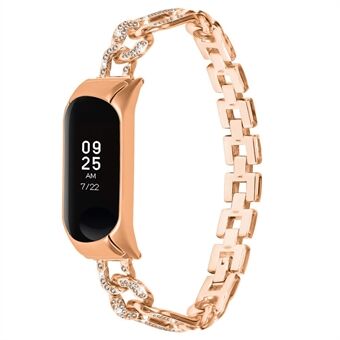 Metalen horlogeband voor Xiaomi Mi Band 3/4, sieraden strass decor legering band met horlogekast