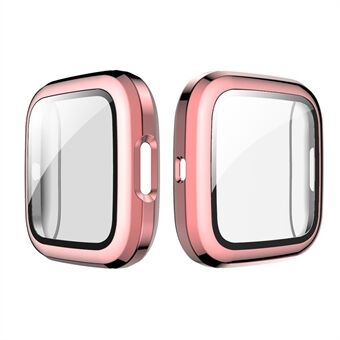 Galvaniseren PC Frame + Gehard Glas Screen Protector Cover Case voor Fitbit Versa 2.