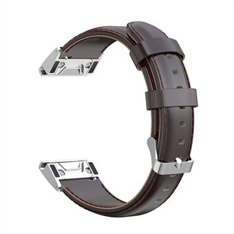 26 mm oliewastextuur rundlederen horlogeband voor Garmin Fenix 6X Pro