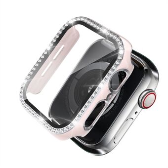 Dubbelkleurige verzinking van kristal PC-horlogekast + schermbeschermer voor gehard glas voor Apple Watch 1/2/3 38 mm