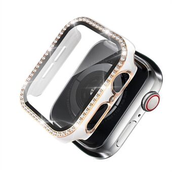 Tweekleurige verzinkte Crystal Rhinestone PC Case Cover + film van gehard glas voor Apple Watch 1/2/3 42 mm