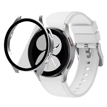 Rondom met rubber beklede harde pc-cover met aanraakgevoelige schermbeschermer van gehard glas voor Samsung Galaxy Watch4 44 mm