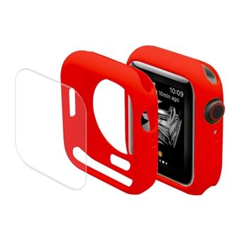 ENKAY Effen Kleur Soft TPU Case Cover met Transparante Gebogen Full Cover PET Screen Protector voor Apple Watch Series 7 45mm