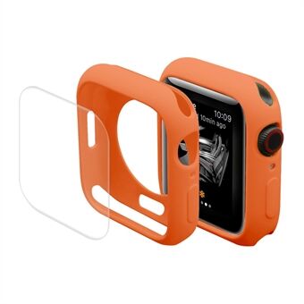 ENKAY Effen Kleur Soft TPU Case Cover met Transparante Gebogen Full Cover PET Screen Protector voor Apple Watch Series 7 45mm