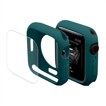 ENKAY Effen Kleur Soft TPU Case Cover met Transparante Gebogen Full Cover PET Screen Protector voor Apple Watch Series 7 45mm