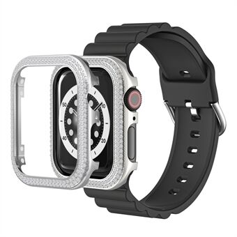 Dubbel Strass Decor + Zinklegering Case Cover voor Apple Watch SE / Series 6/5/4 44mm - Zilver