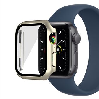 Voor Apple Watch Series 7 45 mm gegalvaniseerde matte harde pc-hoes met schermbeschermer van gehard glas