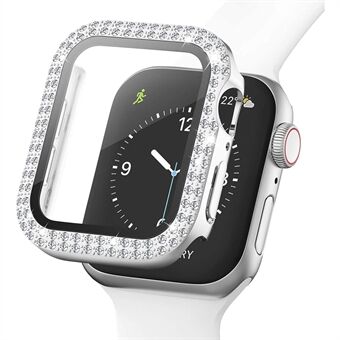 Strass Decor Smart Watch Case Cover met Gehard Glas Screen Protector voor Apple Watch Series SE/6/5/4 44mm