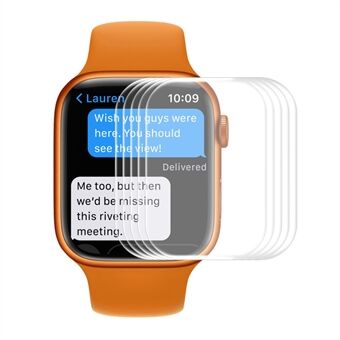 ENKAY 5 stks/pak Volledige dekking Volledige lijm Gebogen Hot bend Krasbestendig gehard glas screen protector voor Apple Watch Series 7 41mm