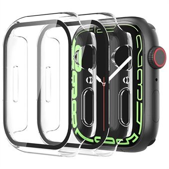 2 stks Hard PC Smartwatch Frame box + Gehard glas screen protector Anti-kras vervanging voor Apple Watch Series 7 45mm