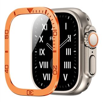 Voor Apple Watch Ultra 49 mm gehard glas Screen Protector Nummers Marker Metalen frame met ingebouwde heldere film