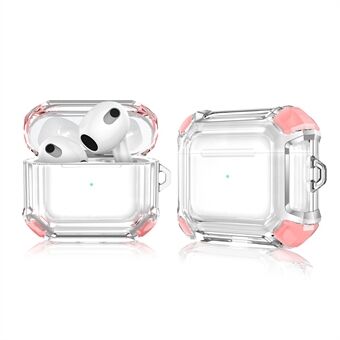 Tweekleurige transparante TPU-beschermhoes voor oortelefoon met sleutelhanger voor Apple AirPods 3.