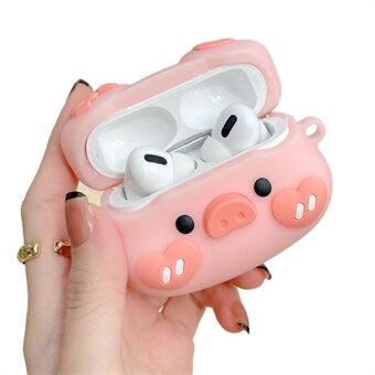 Oortelefoon Siliconen Case voor Apple AirPods Pro, Strik Hart Piggy Ontwerp Volledige bescherming Oplaaddoos Cover Protector met haak