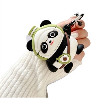 Voor Apple AirPods met oplaadcassette (2016) / (2019) / AirPods met draadloze oplaadcassette (2019) Anti-val Cute Cartoon Panda Soft Silicone Antikras beschermhoes Bluetooth oortelefoonhoes