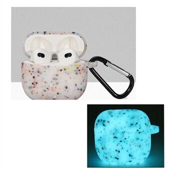 For Apple AirPods 3 Flower Design Earphone Luminous Case Bluetooth Earbuds Silicone Protective Cover with Anti-lost Carabiner