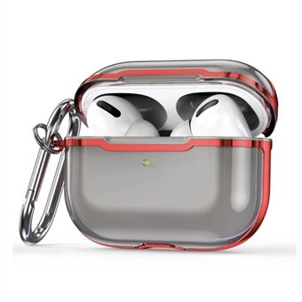 KKDJ865 Voor AirPods Pro 2 Transparante Oortelefoon Case Soft TPU Hard PC Drop Proof Full Body Beschermende Galvaniseren Cover met Karabijnhaak