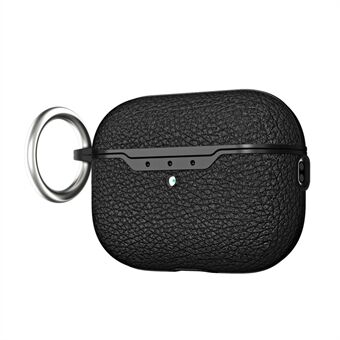 Voor AirPods Pro 2 Litchi Textuur Zachte TPU Bluetooth Oortelefoon Case Ultradunne Beschermhoes met Ring Gesp