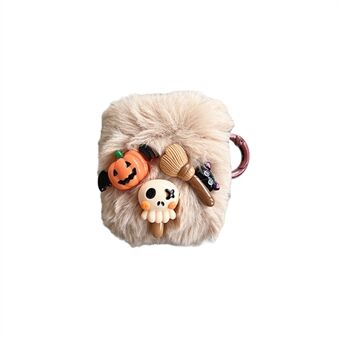 Voor Apple AirPods met oplaadetui (2016) / (2019) / AirPods met draadloos Ring (2019) Little Ghost Skull oortelefoonhoesje Soft Fluff oordopjeshoesje met ringgesp