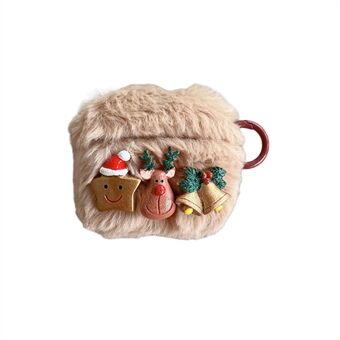 Fluff oordopjes beschermhoes voor Apple AirPods 3, Christmas Elk Star Bells schokbestendig oortelefoonhoesje met Ring