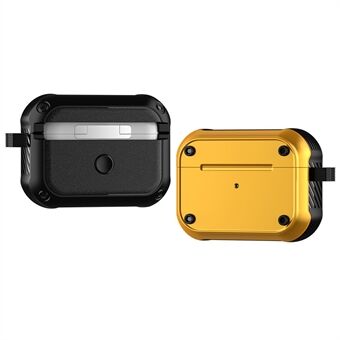 Voor Apple AirPods Pro 2 Anti-drop Oortelefoon Case Dual-color PC + TPU Beschermende Oordopjes Cover met Karabijnhaak